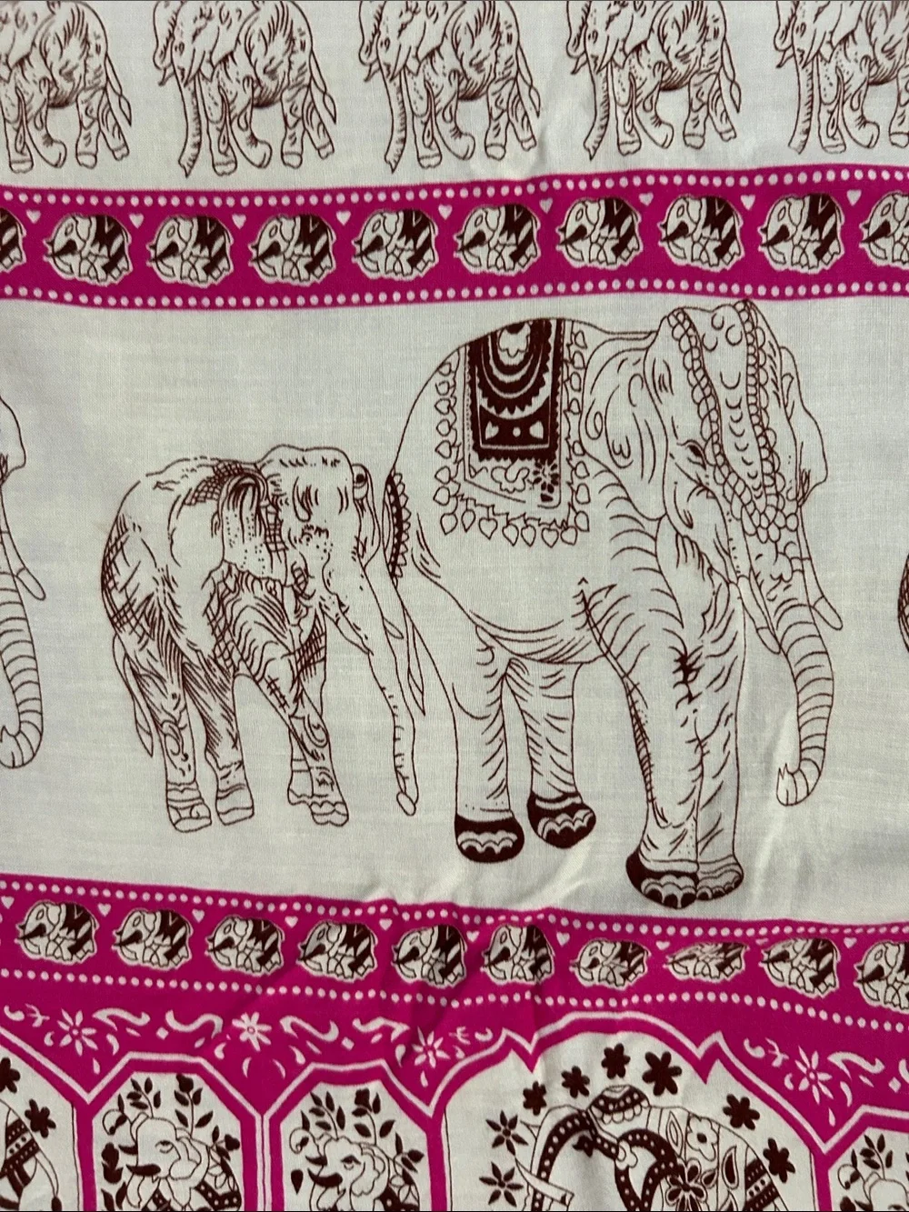 Bright Pink Elephant Print Sarong Scarf Wrap, Perfect for a Cruise or Resortwear